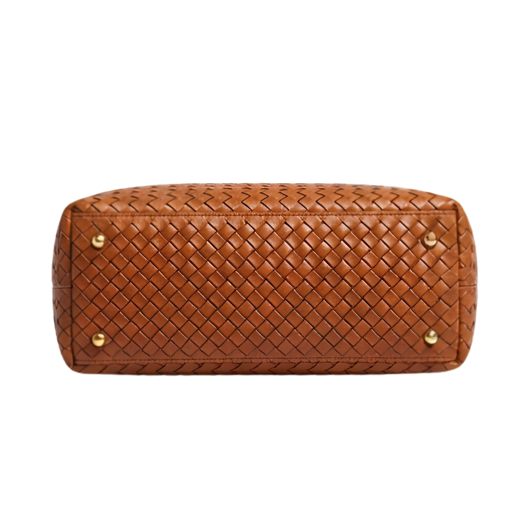 Yavix Woven Leather Tote Handbag