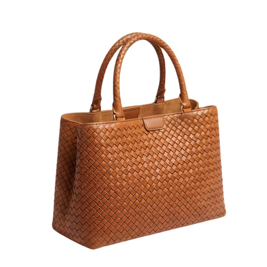 Yavix Woven Leather Tote Handbag